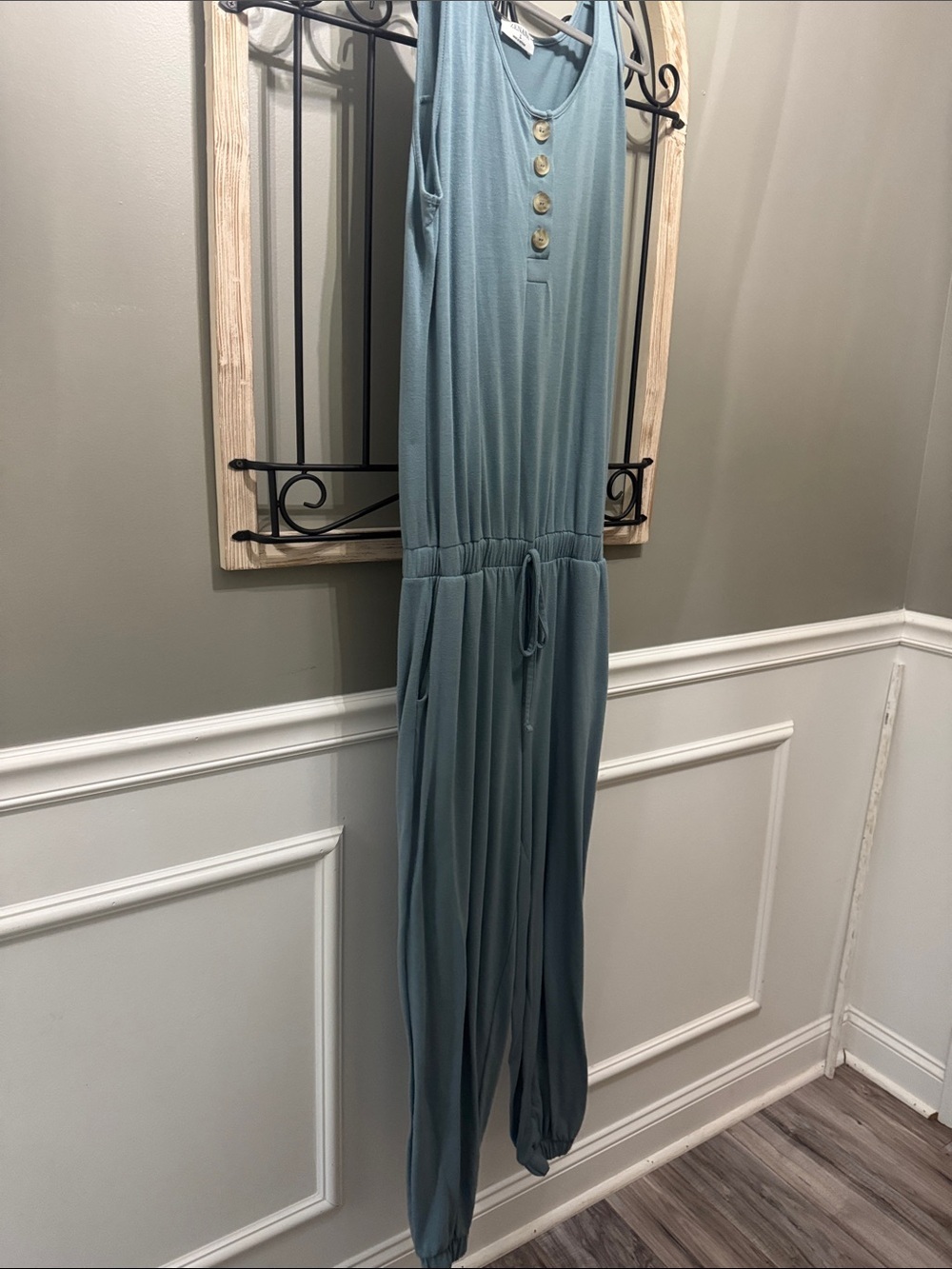 Zenana Outfitters Sleeveless Jumpsuit in Dusty Teal L - Picture 7 of 9